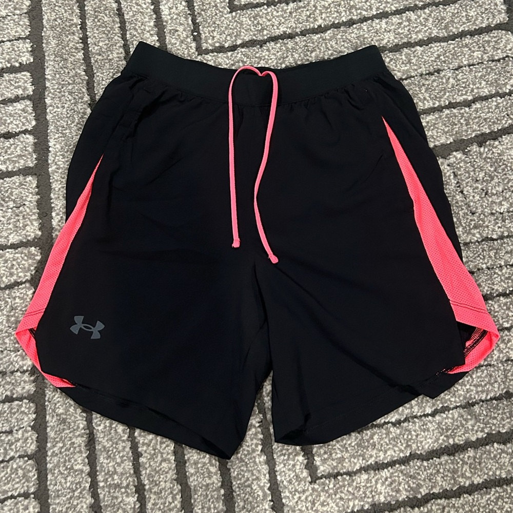 Men’s Under Armour Black and Pink Fitted Shorts